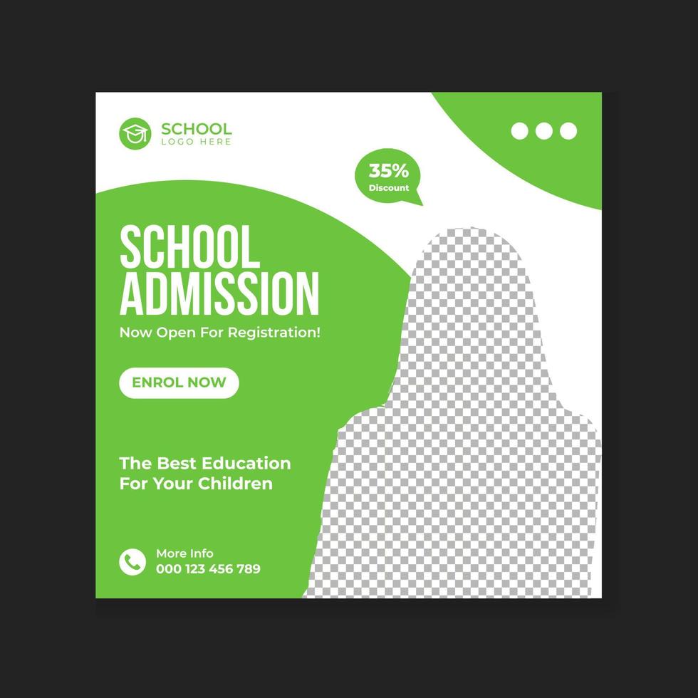 School admission social media banner template vector