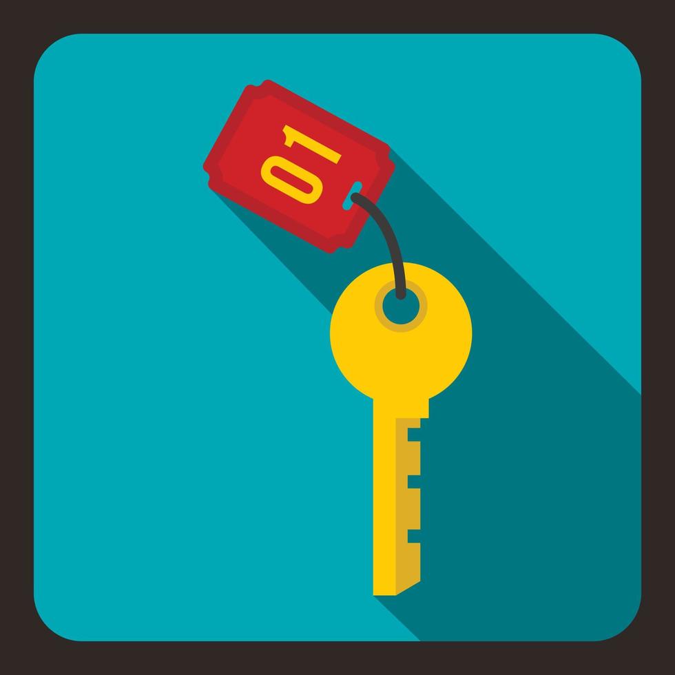 Hotel key icon, flat style vector