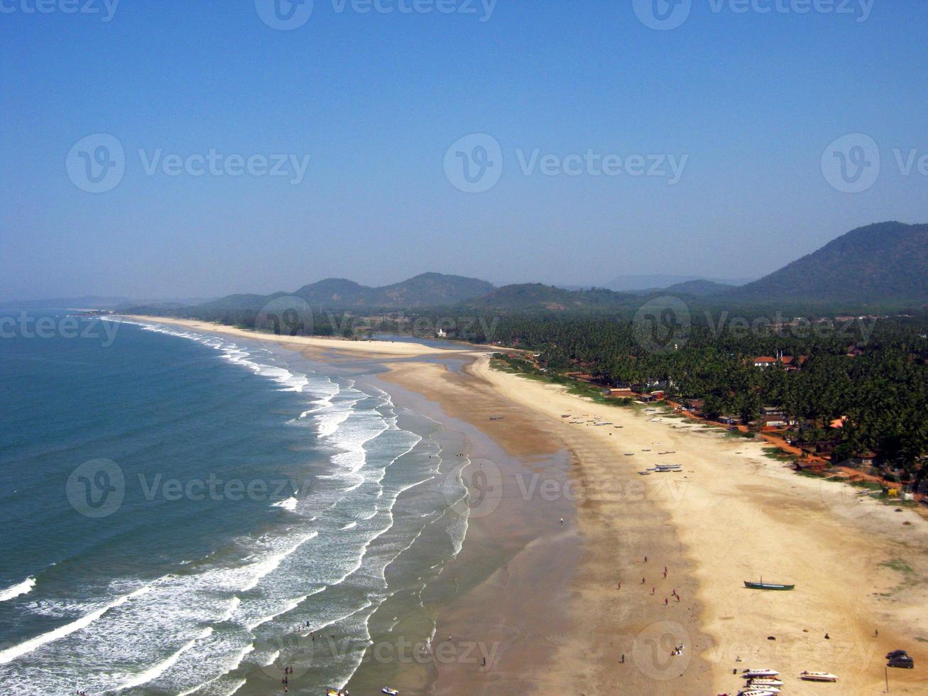 The beach view from Gopura tower in Shiva tample in Murudeshvar, Karnataka, India photo
