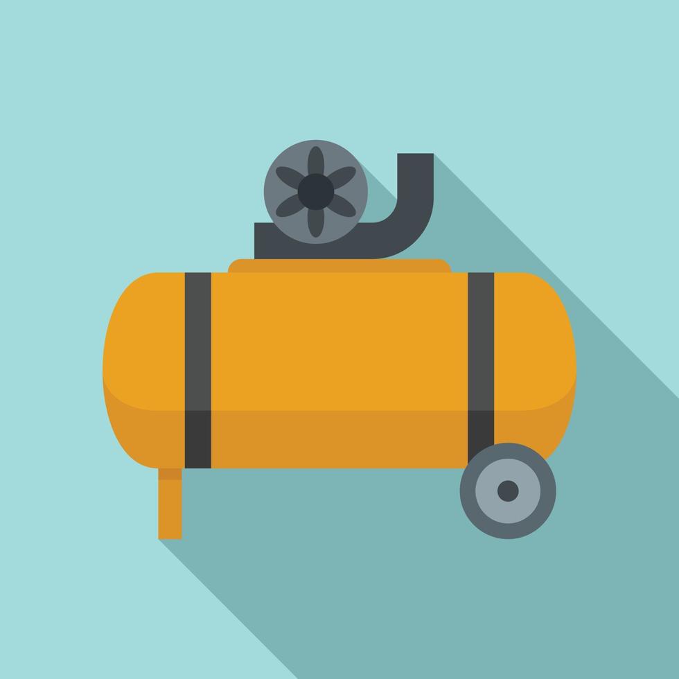 Power air compressor icon, flat style vector