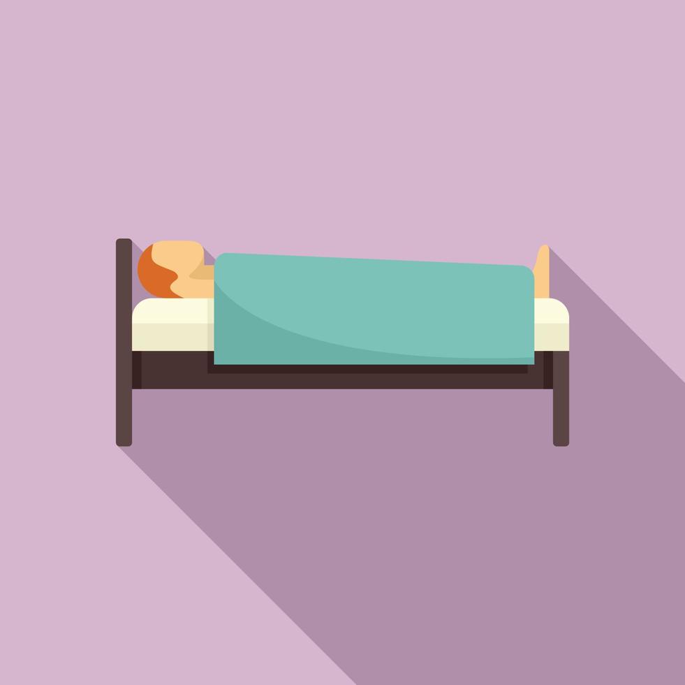 hombre en el icono de la cama de hospital, estilo plano vector