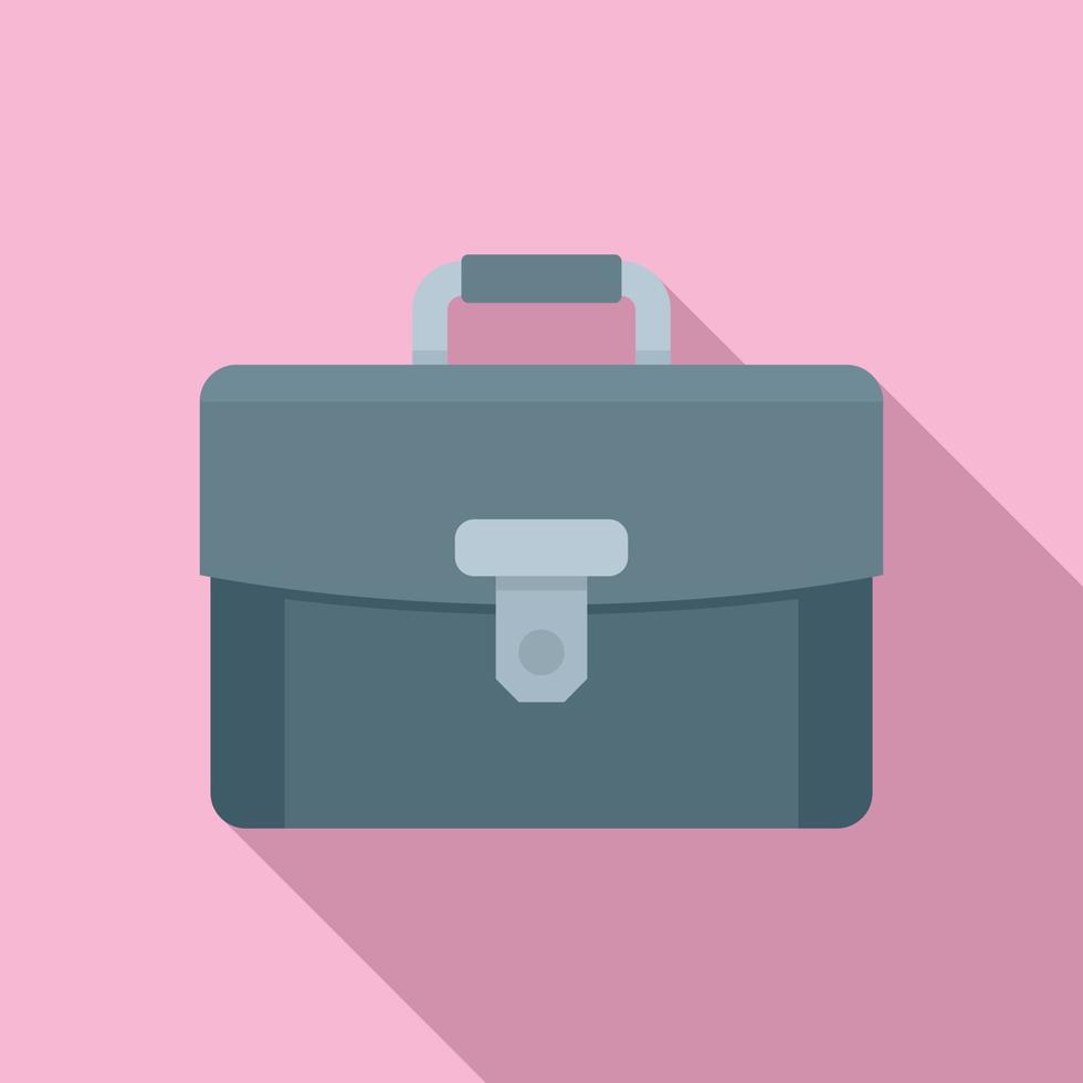 Leather briefcase icon, flat style vector