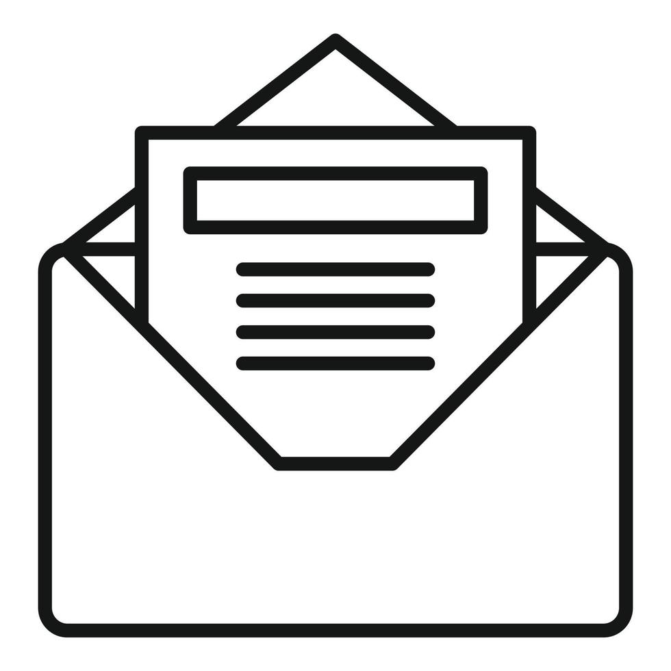 Document email icon, outline style vector