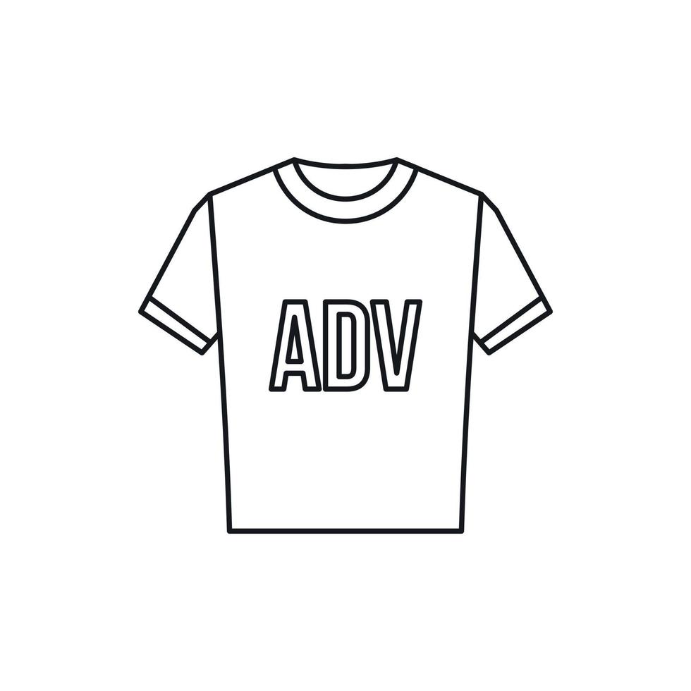 T-shirt with ADV inscription icon, outline style vector