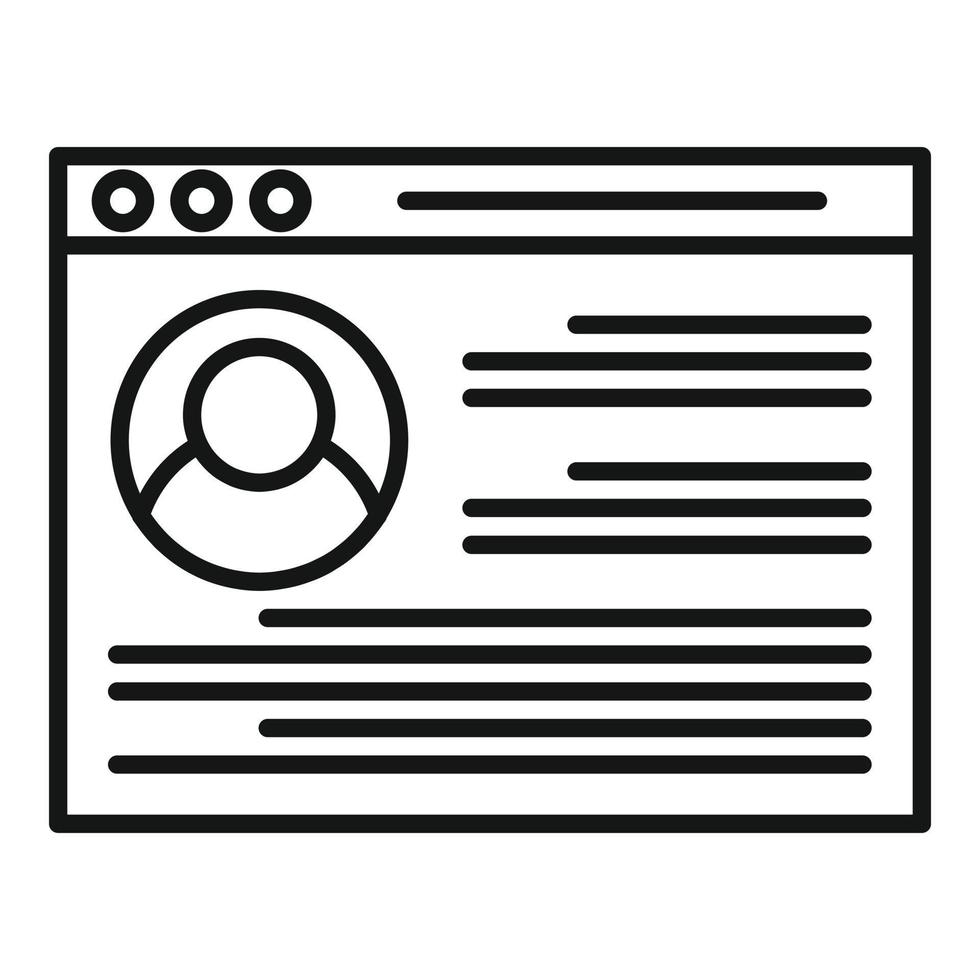 Personal information web page icon, outline style vector