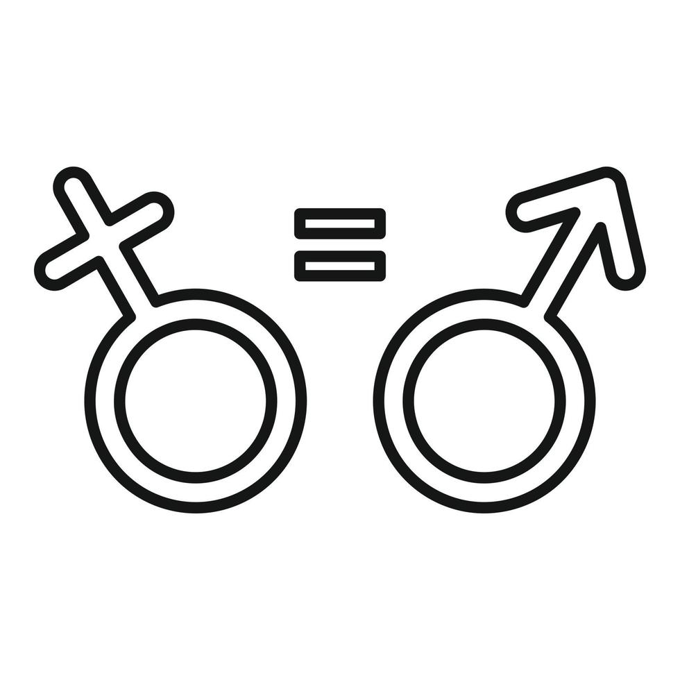 icono de igualdad de género, estilo de esquema vector