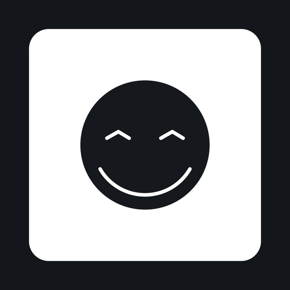 Smiling emoticon icon, simple style vector