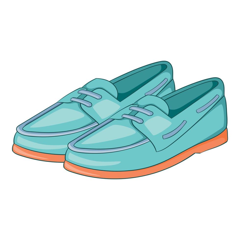 Denim loafers icon, cartoon style vector