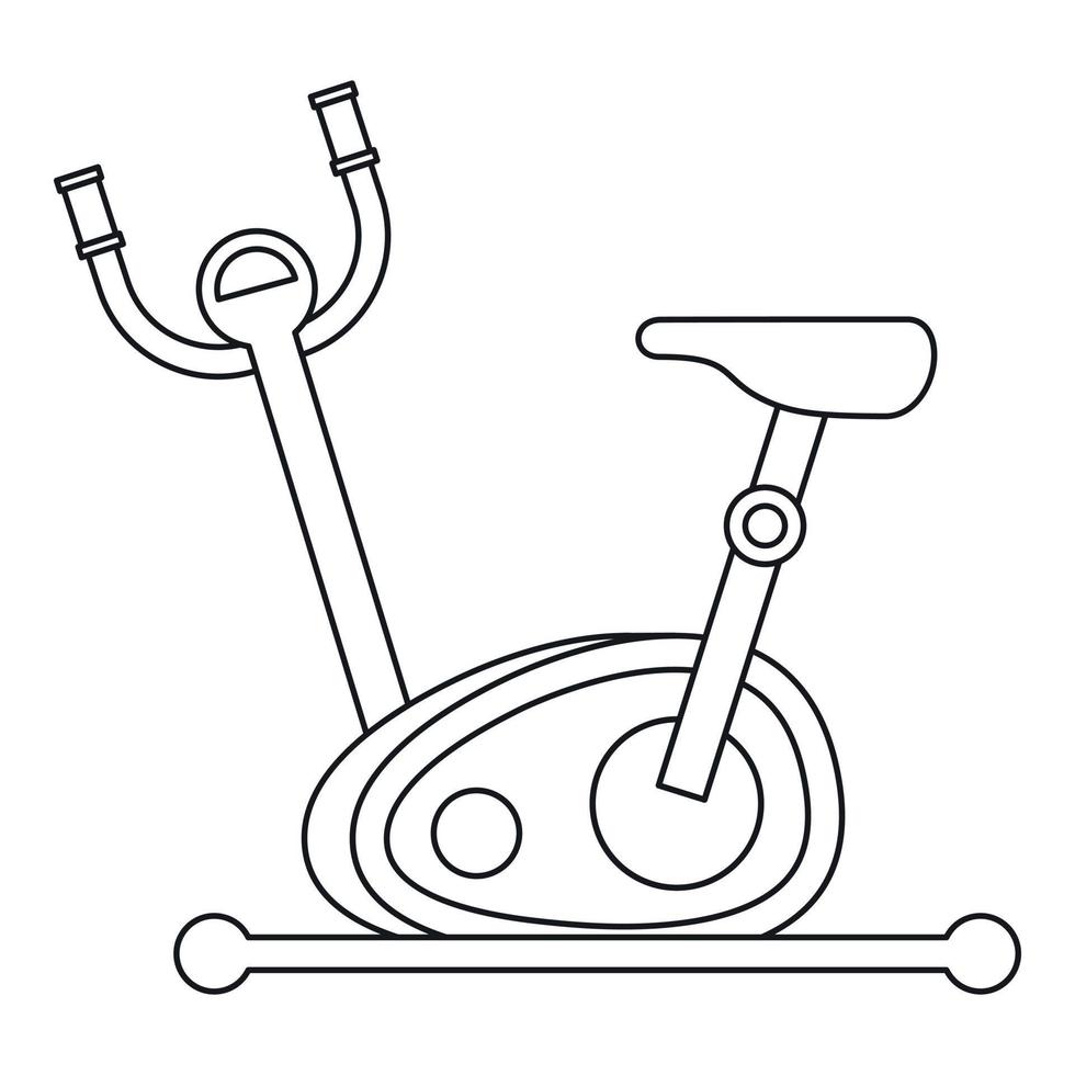 icono de bicicleta de ejercicio estacionaria, estilo de contorno vector