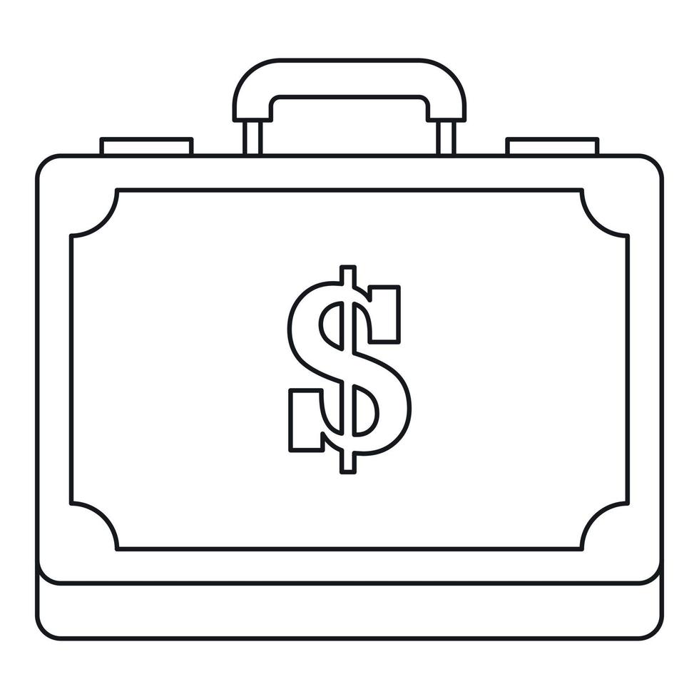 Briefcase full of money icon, outline style vector