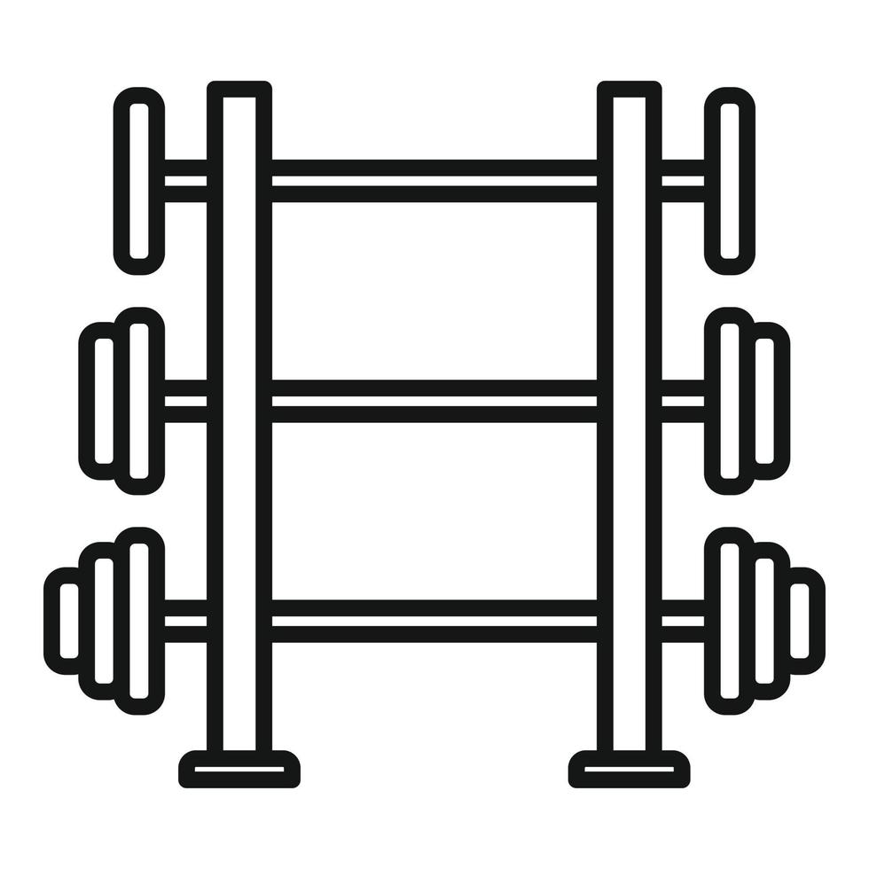 Barbells stand icon, outline style vector