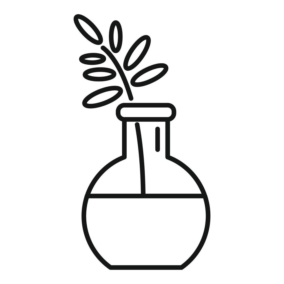 Essential oils plant flask icon, outline style vector