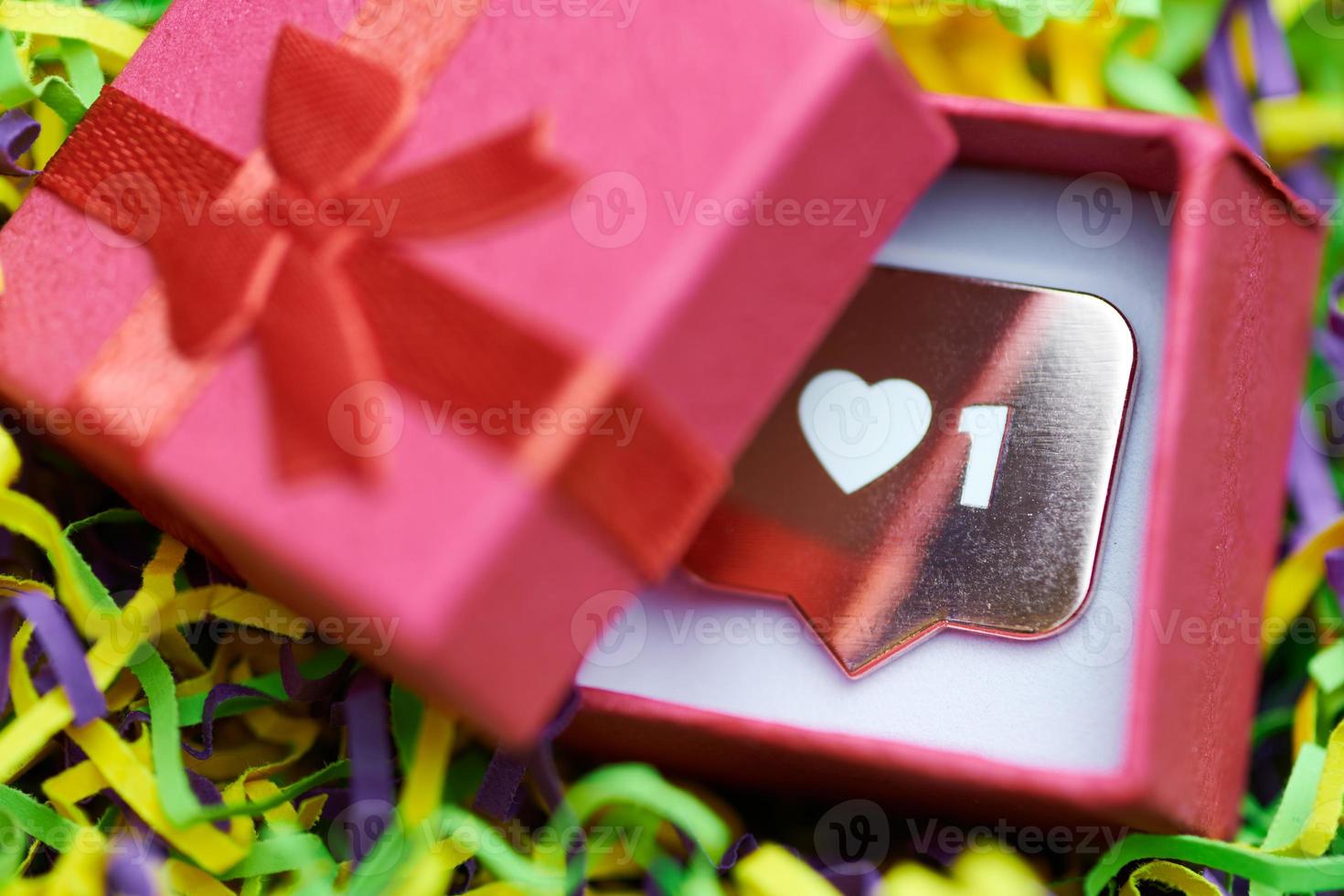 Like symbol in red gift box photo