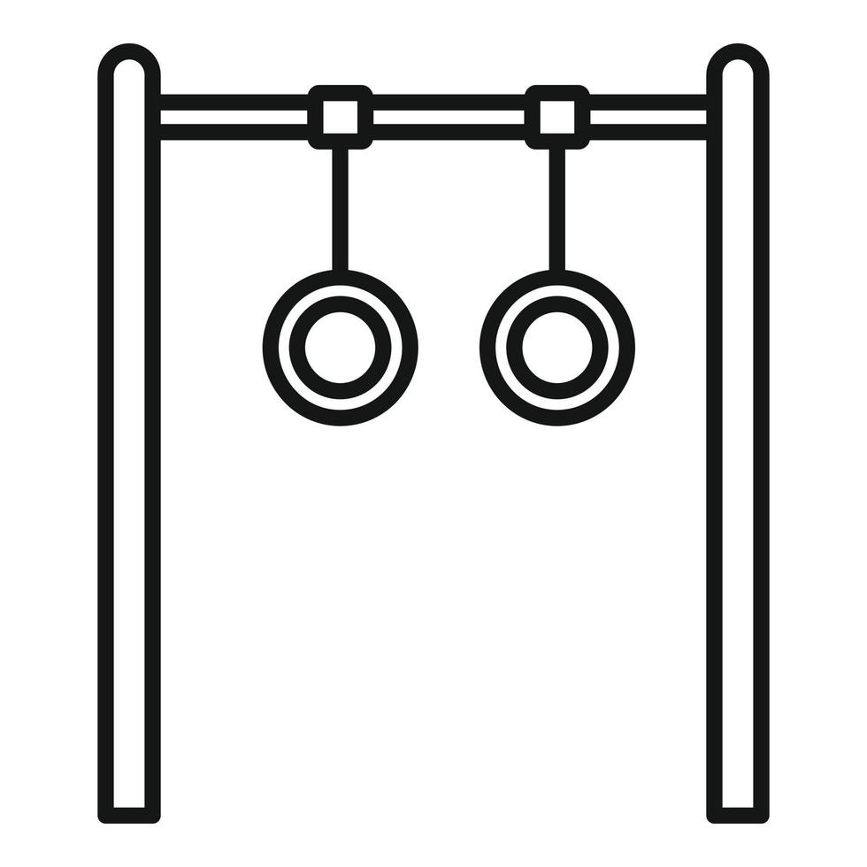 icono de anillos de gimnasio, estilo de contorno vector