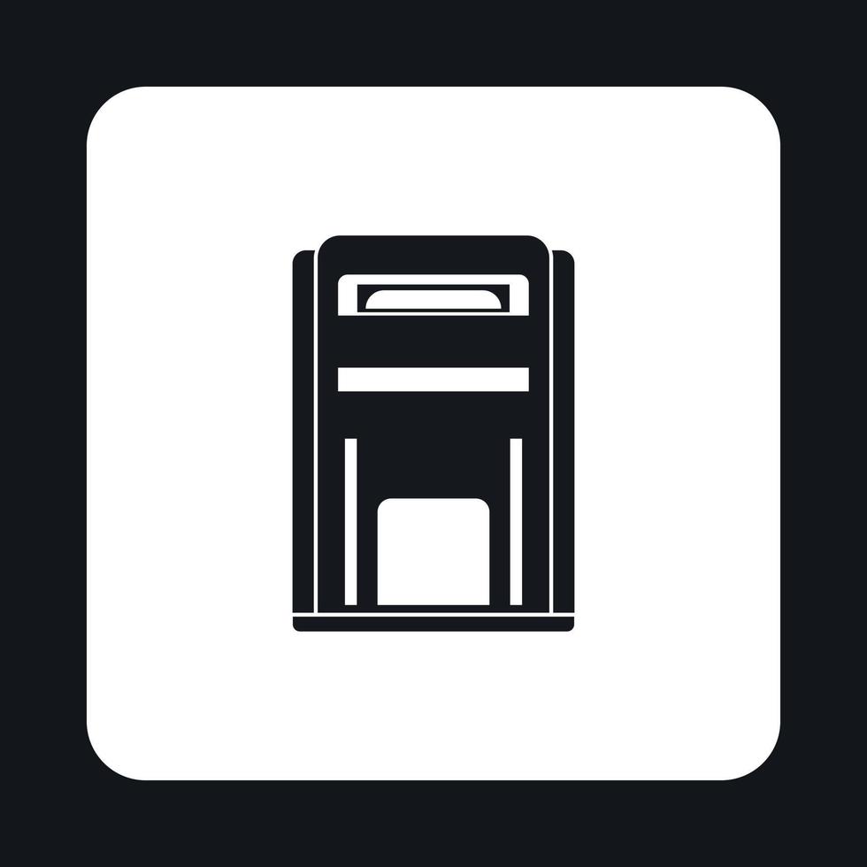 Black inbox icon, simple style vector