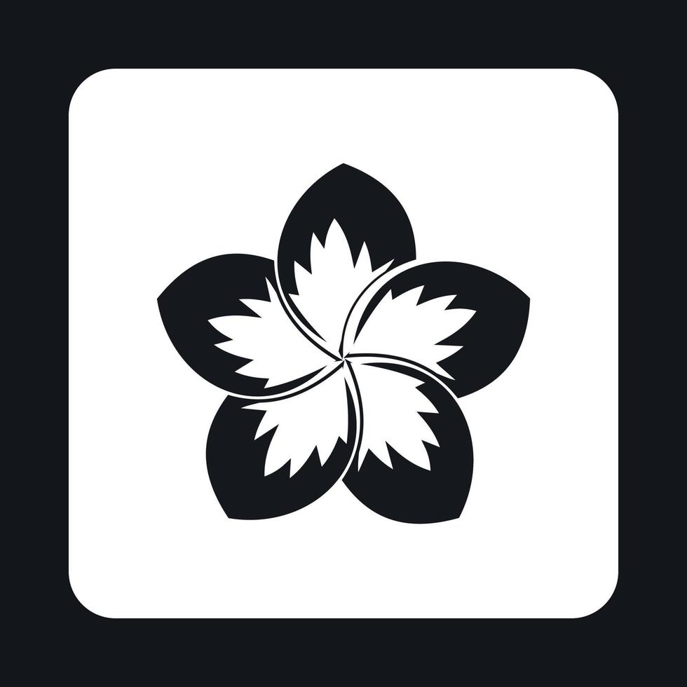 icono de flor frangipani, estilo simple vector