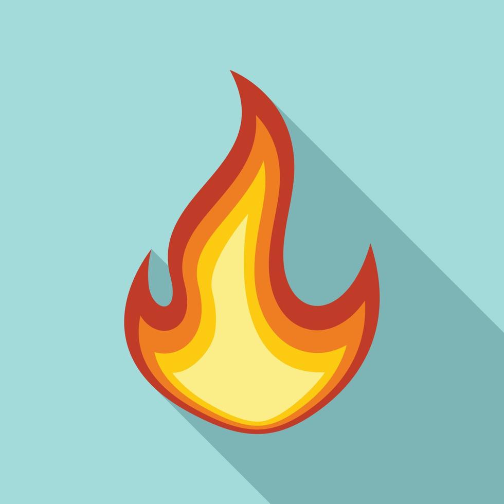 Fire flame red icon, flat style vector