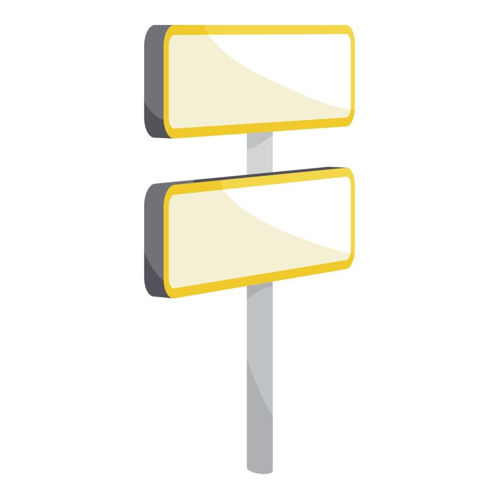 Road sign on pole icon, cartoon style vector