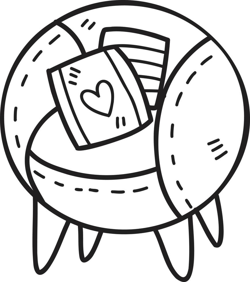 Hand Drawn Armchair and heart pillow illustration vector