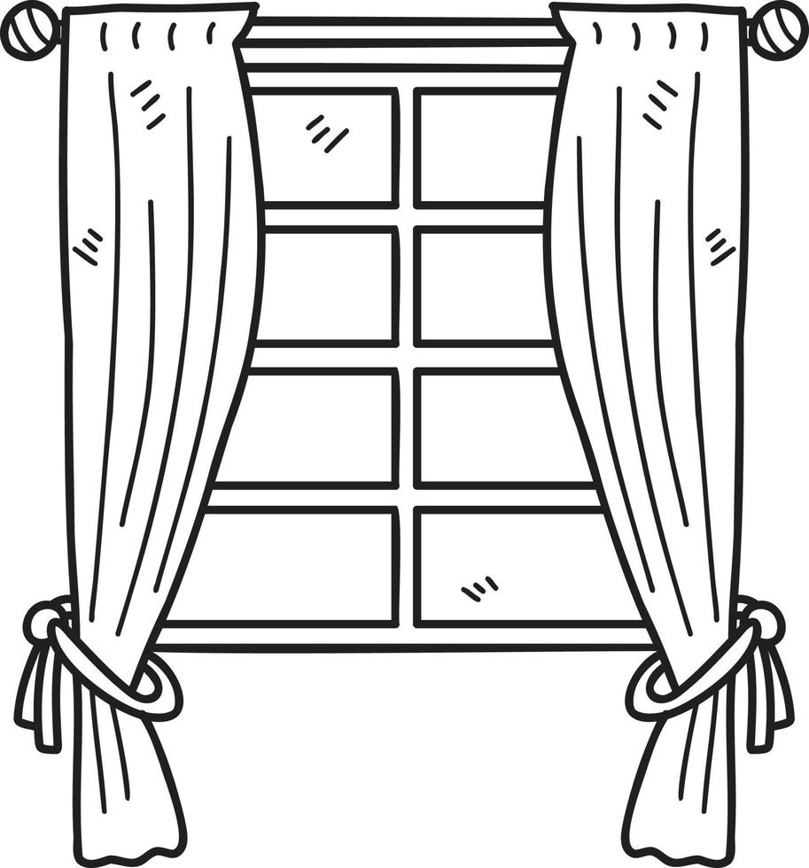Hand Drawn window with curtains illustration vector