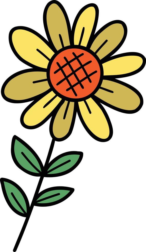 dibujado a mano ilustración de girasol vector