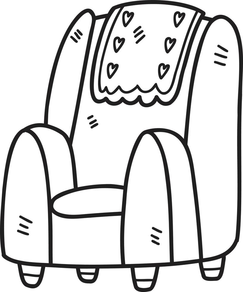 Hand Drawn Armchairs and blankets with heart prints illustration vector