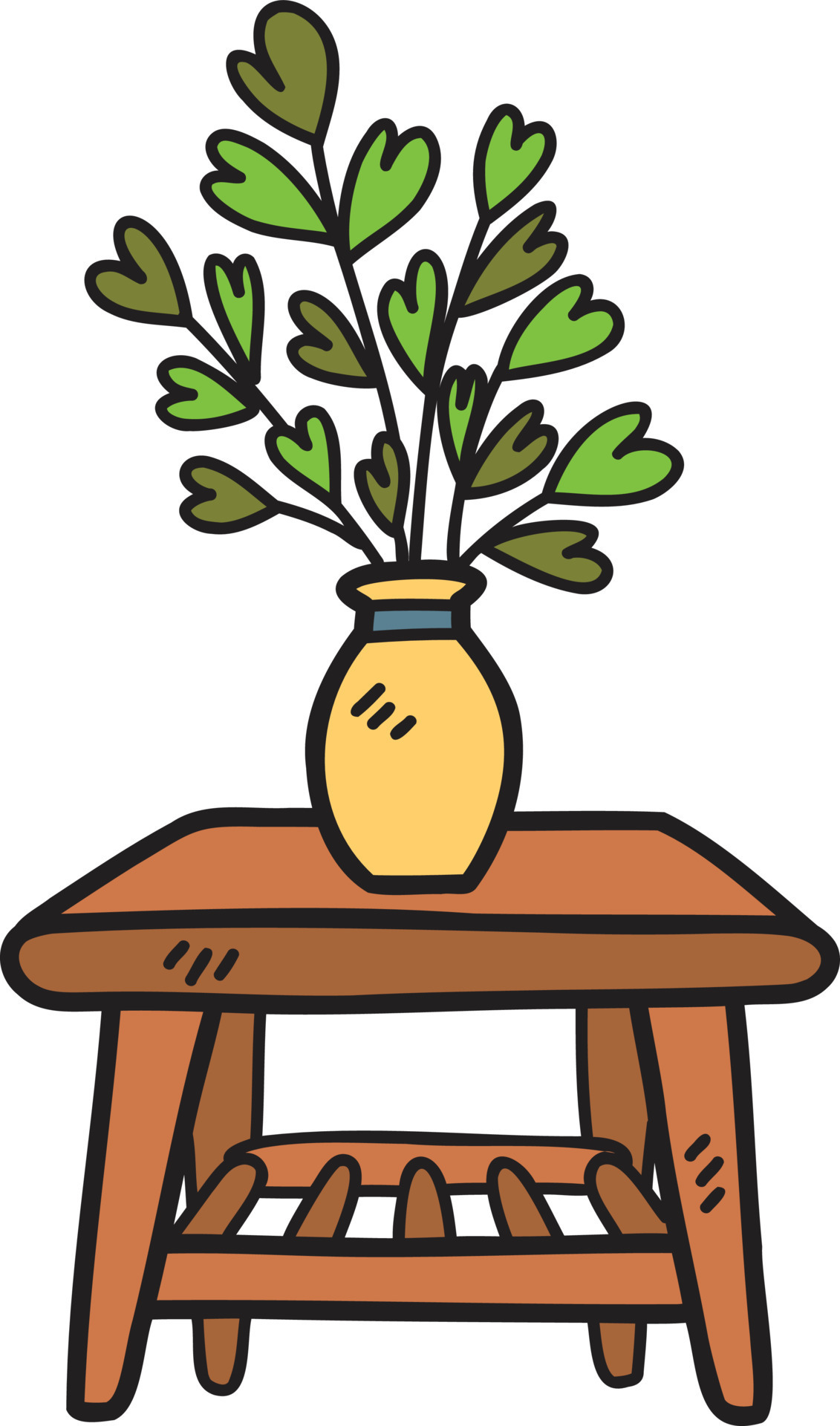 Hand Drawn side table and plants illustration 14671816 Vector Art at