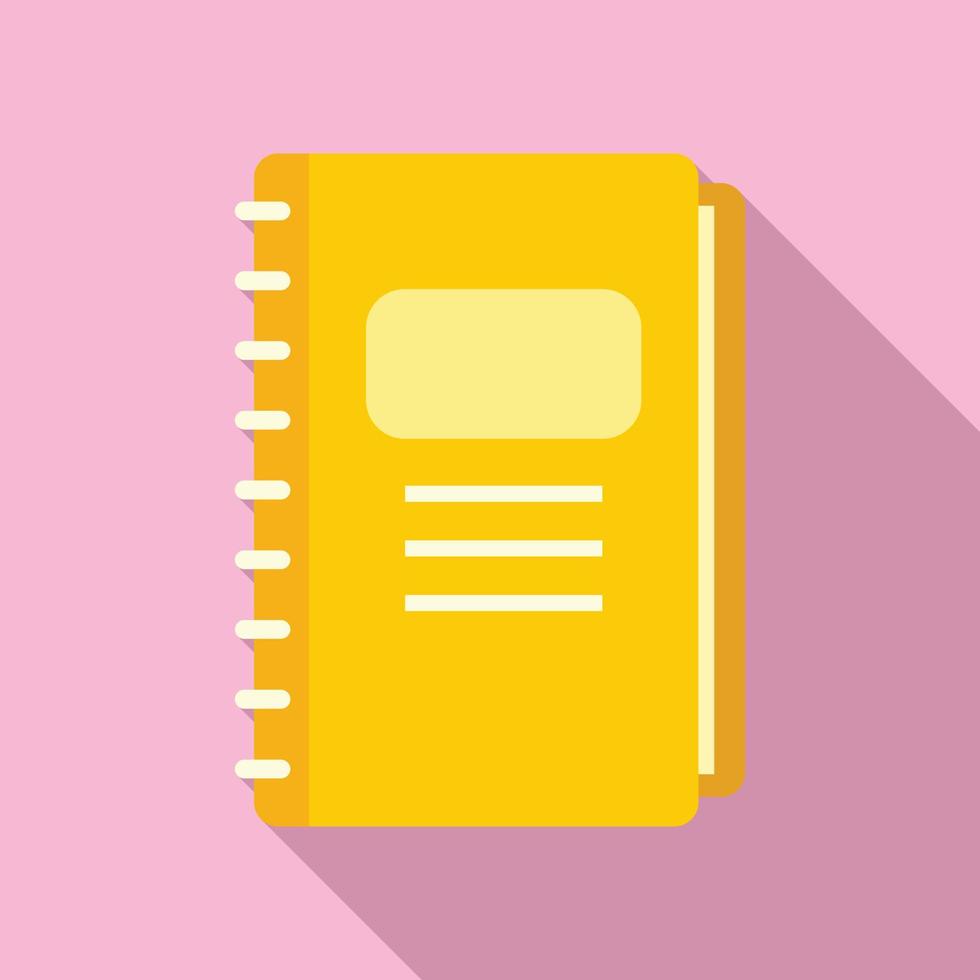 icono de cuaderno diario del plan de estudios, estilo plano vector