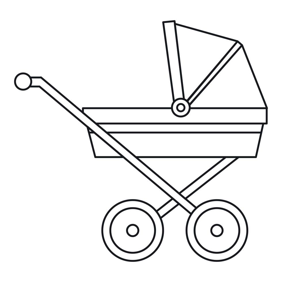 Pram icon in outline style vector