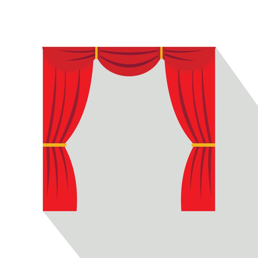 cortina en el icono del escenario, estilo plano vector