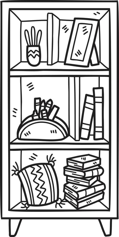 Hand Drawn bookshelf illustration vector