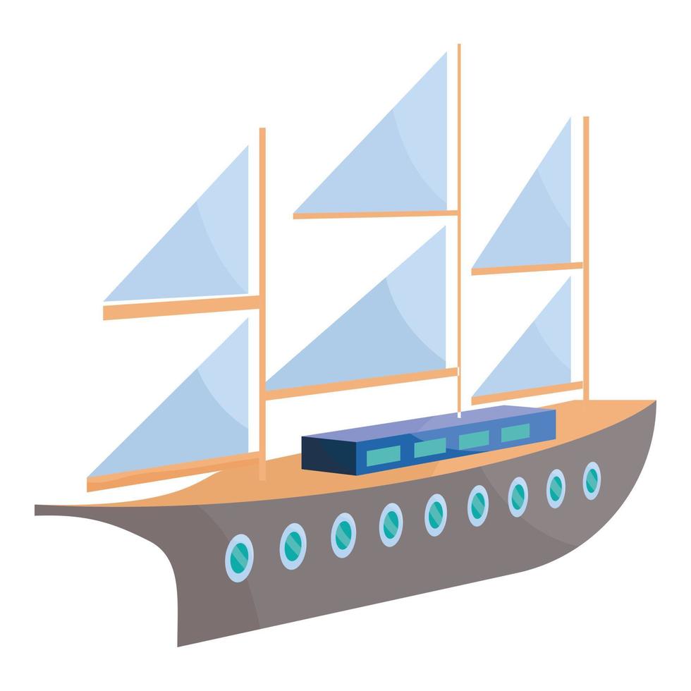 barco con icono de velas, estilo de dibujos animados vector