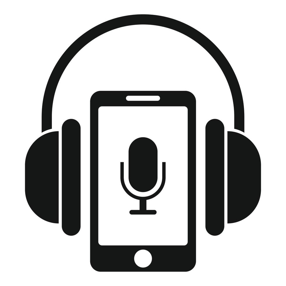 Smartphone podcast icon, simple style vector