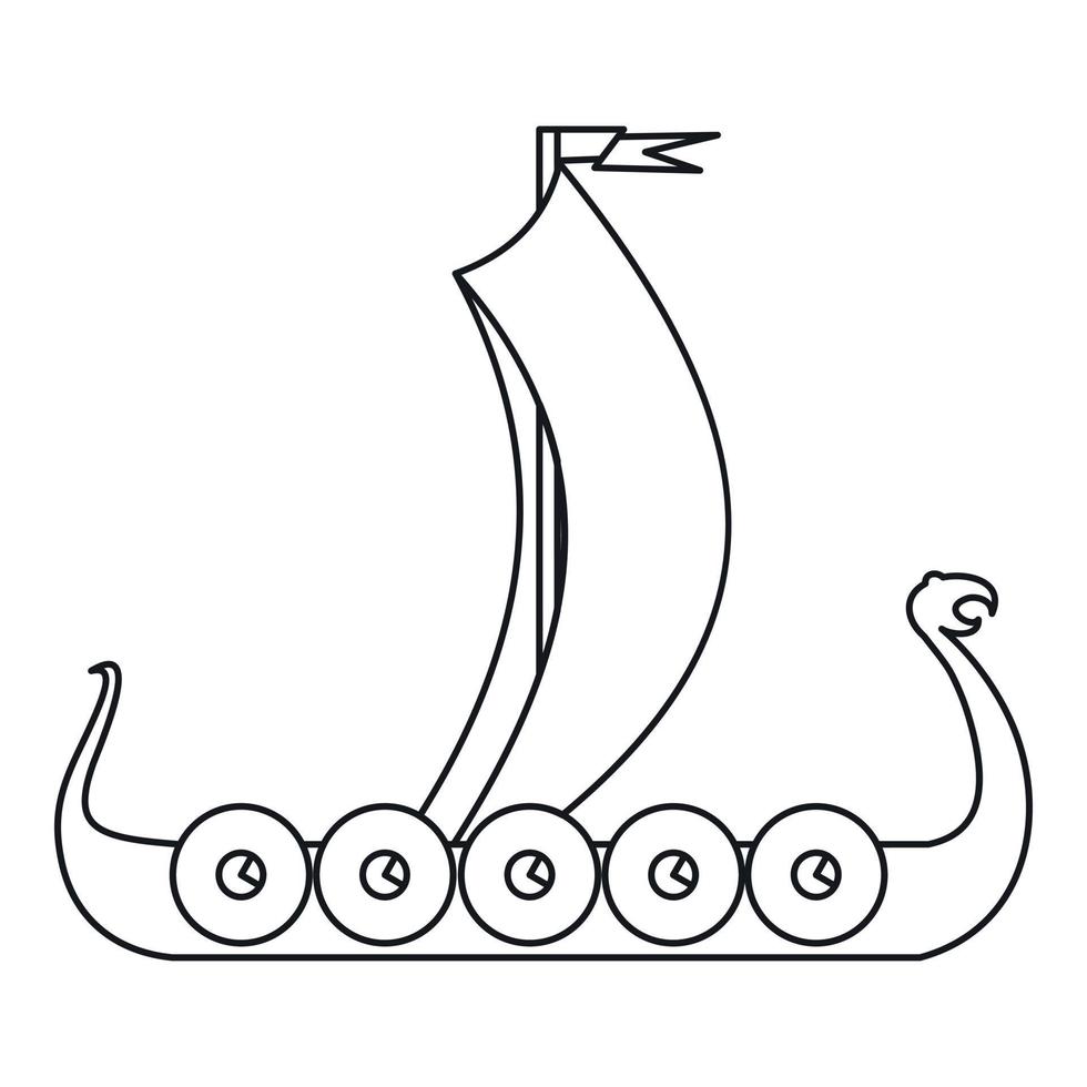 Medieval boat icon, outline style vector