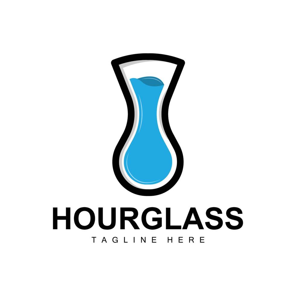 Hourglass Logo, Clock Time Design, Glass And Sand Style, Product Brand Illustration And Template vector