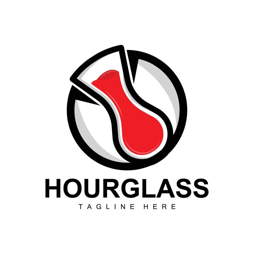 Hourglass Logo, Clock Time Design, Glass And Sand Style, Product Brand Illustration And Template vector