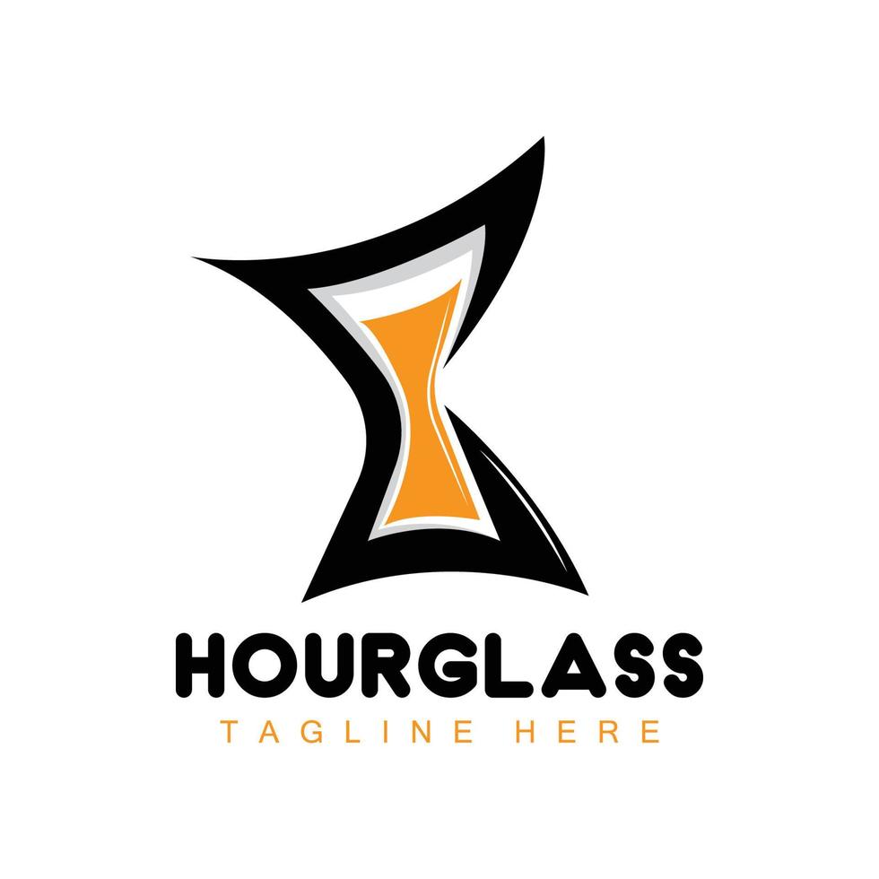 Hourglass Logo, Clock Time Design, Glass And Sand Style, Product Brand Illustration And Template vector
