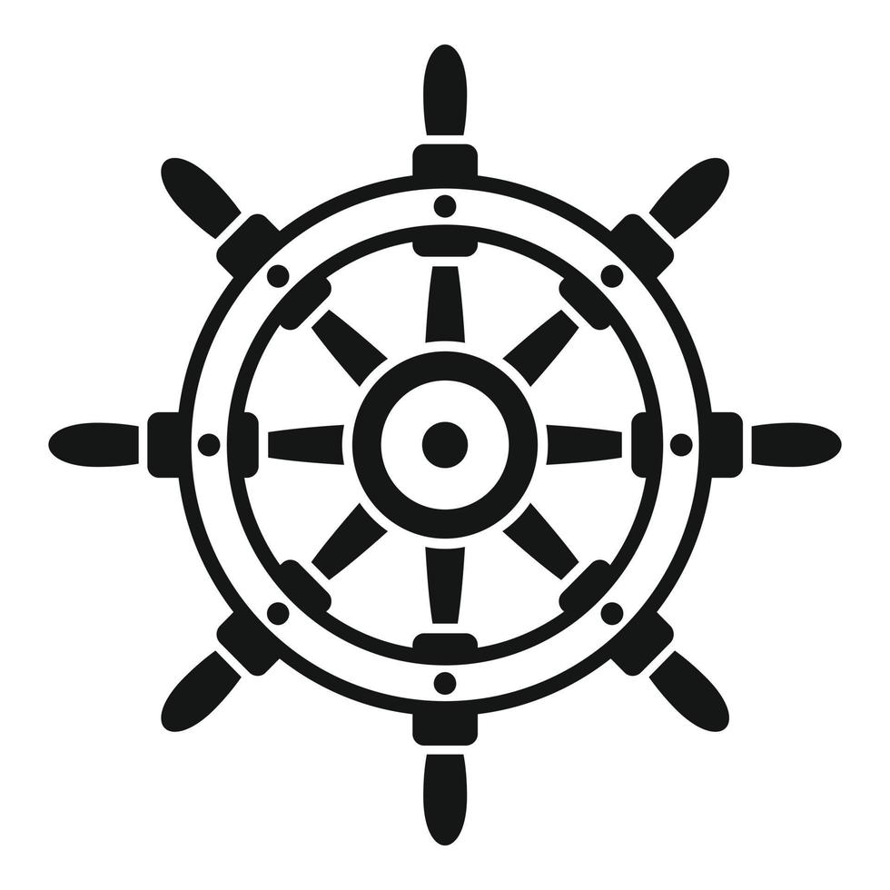 icono de controlador de rueda de barco, estilo simple vector