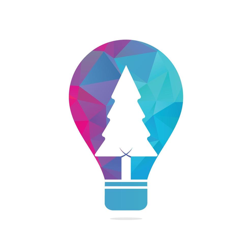 Pine tree and bulb logo design. Pine tree and bulb Logo design inspiration. vector