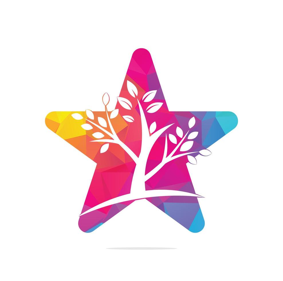 diseño del logotipo del árbol de estrellas. concepto de árbol único. vector