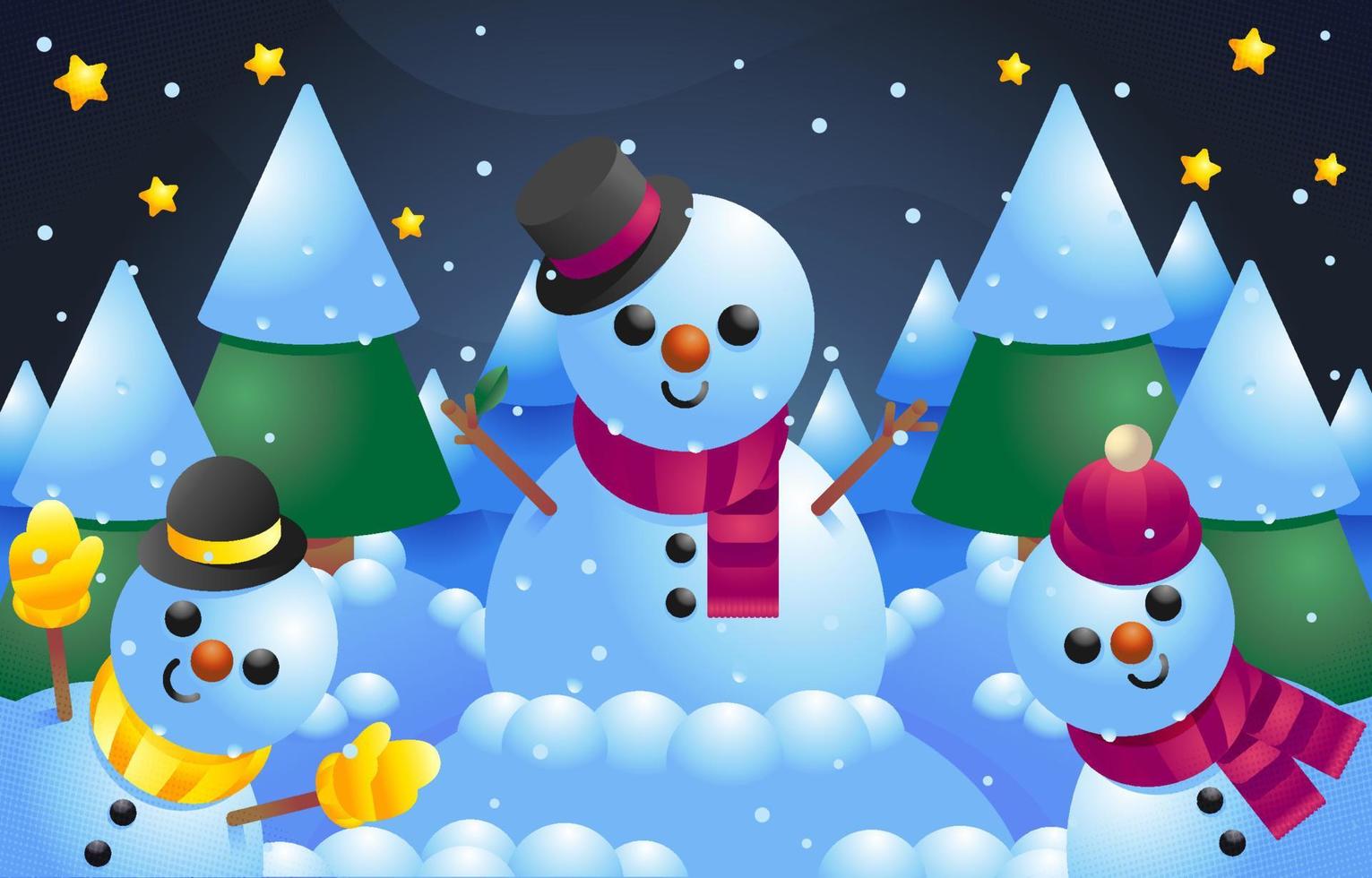 The Snowmen Are Happy It's Snowing vector