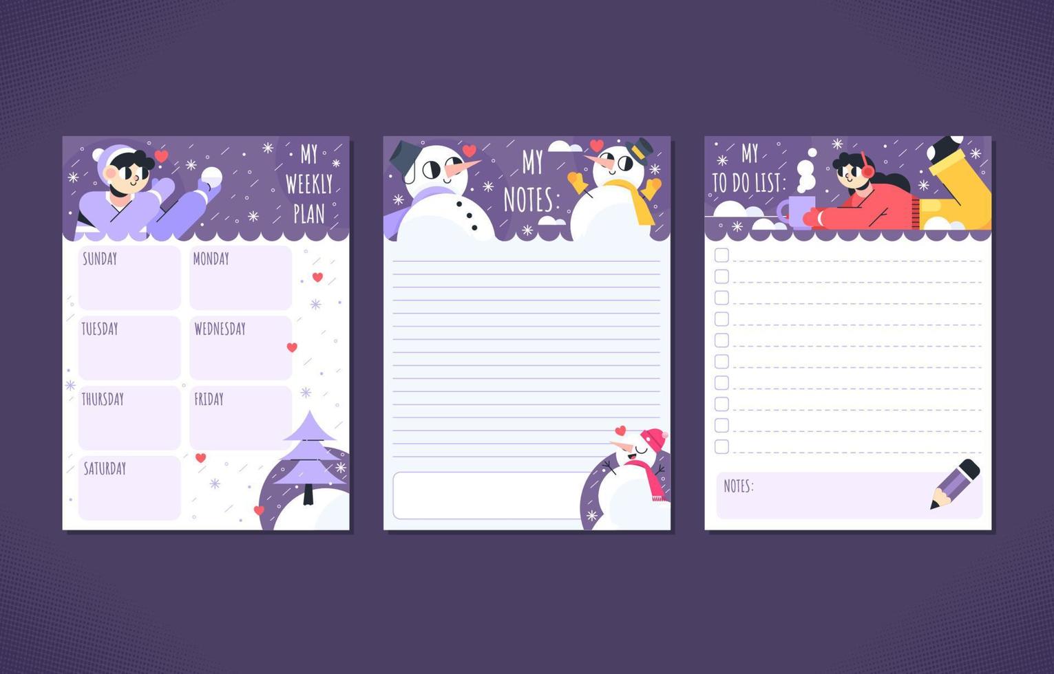Journal Winter And Activity Template vector
