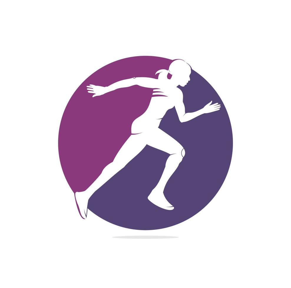 Women Fitness Runner Club logo design. Running Women logo design. Healthy run logo concept vector