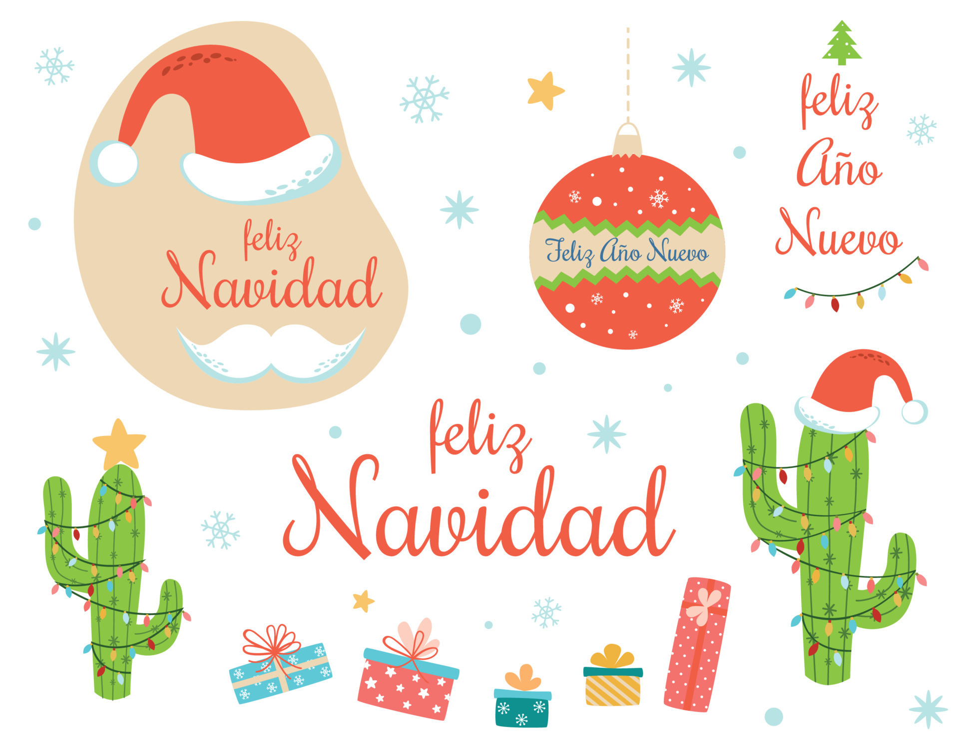 Spanish Mexican Christmas Clip Art Collection Hand Drawn Set Text Feliz spanish-mexican-christmas-clip-art-collection-hand-drawn-set-text-feliz