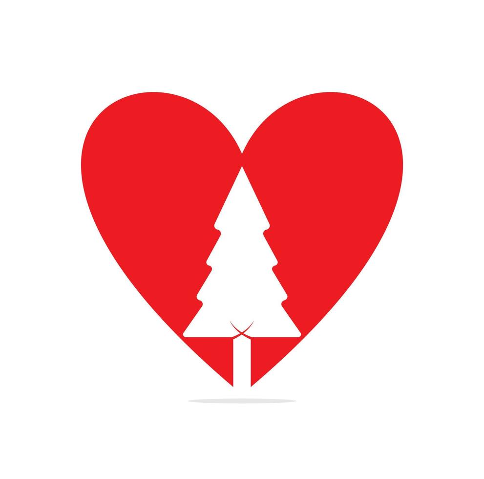 pine tree heart shape concept logo design vector template.