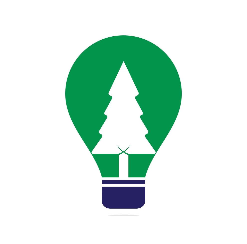 Pine tree and bulb logo design. Pine tree and bulb Logo design inspiration. vector