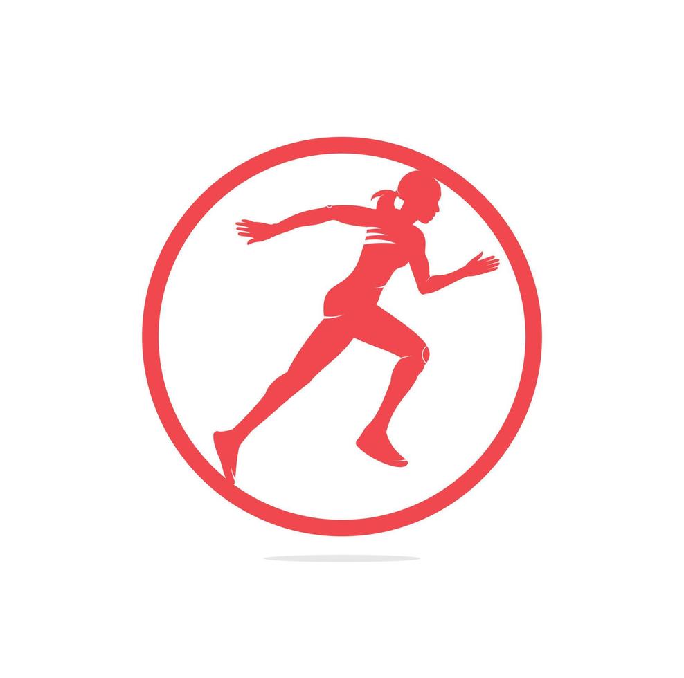 diseño del logotipo del club de corredores de fitness para mujeres. diseño del logo de las mujeres corriendo. concepto de logotipo de ejecución saludable vector
