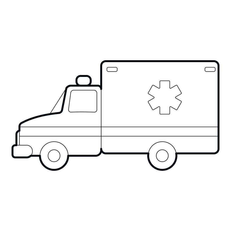 Ambulance icon, outline style vector