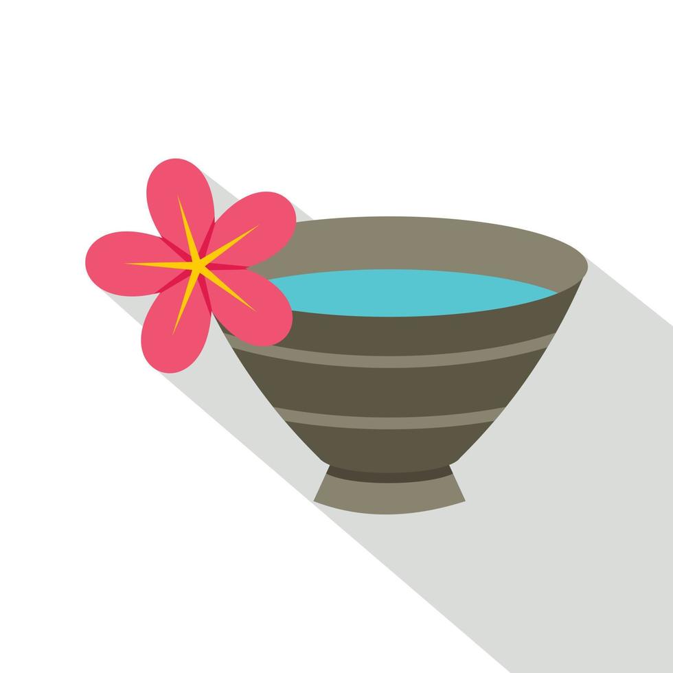 Bowl with water for spa icon, flat style vector
