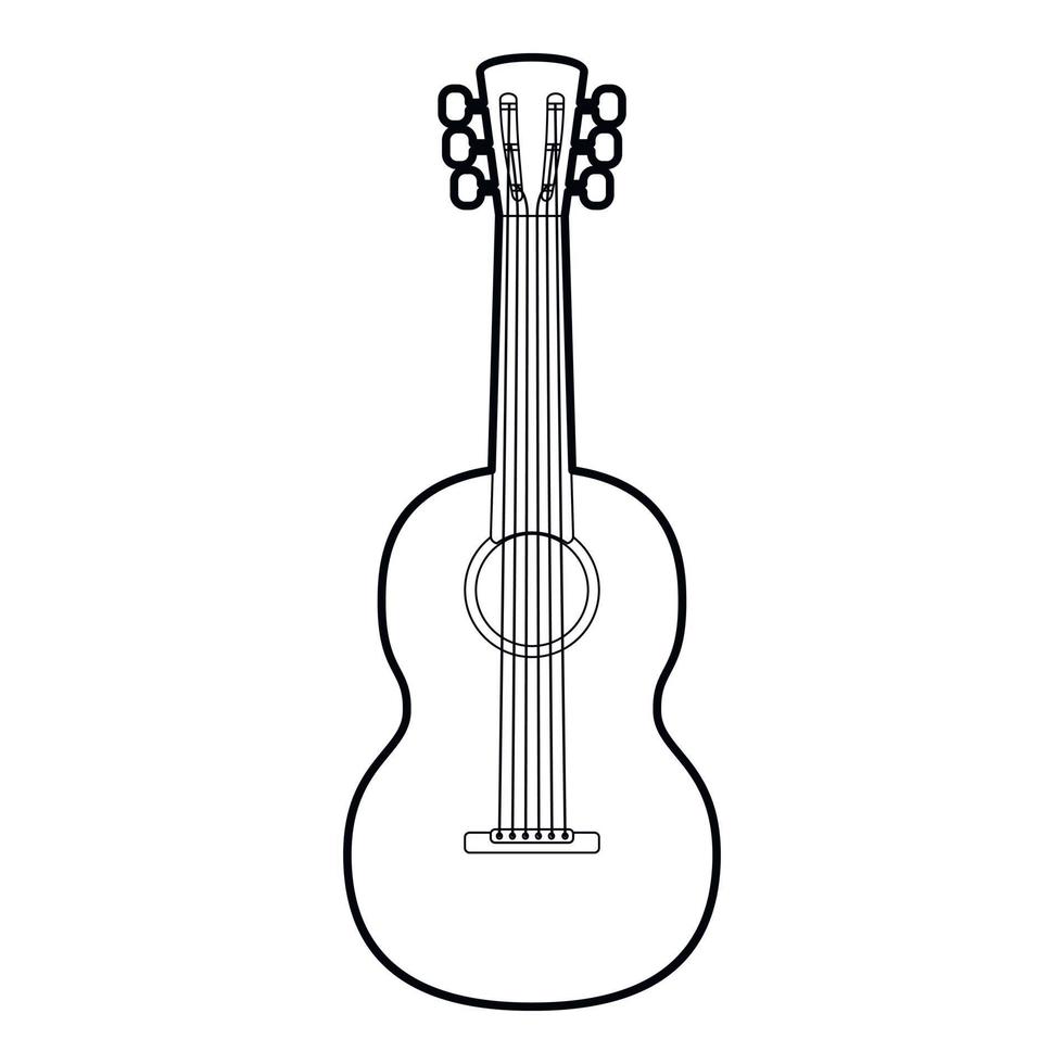 Guitar icon, outline style vector